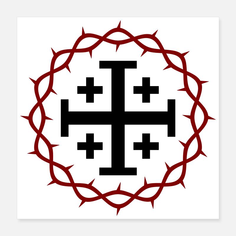 Croix de Jérusalem et couronne d’épines Poster 40 x 40 cm