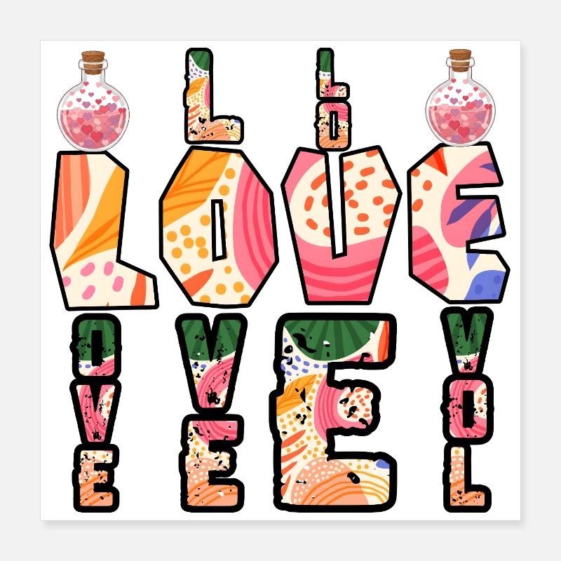 Boho Bunte Liebesbriefe Poster 40x40 cm