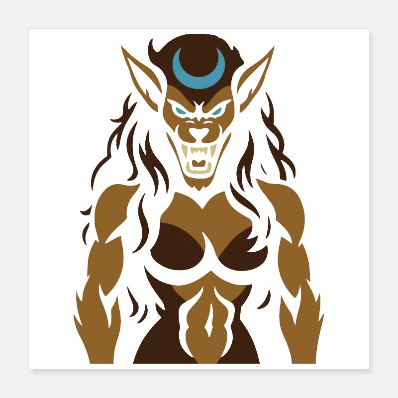 Mondlicht Dämonenkrieger Poster 40x40 cm