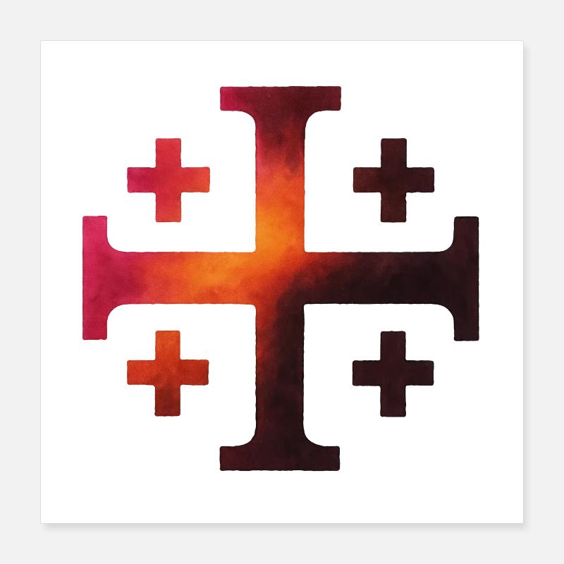 Croix de Kairos (Croix de Jérusalem) – Forge du volcan Poster 40 x 40 cm