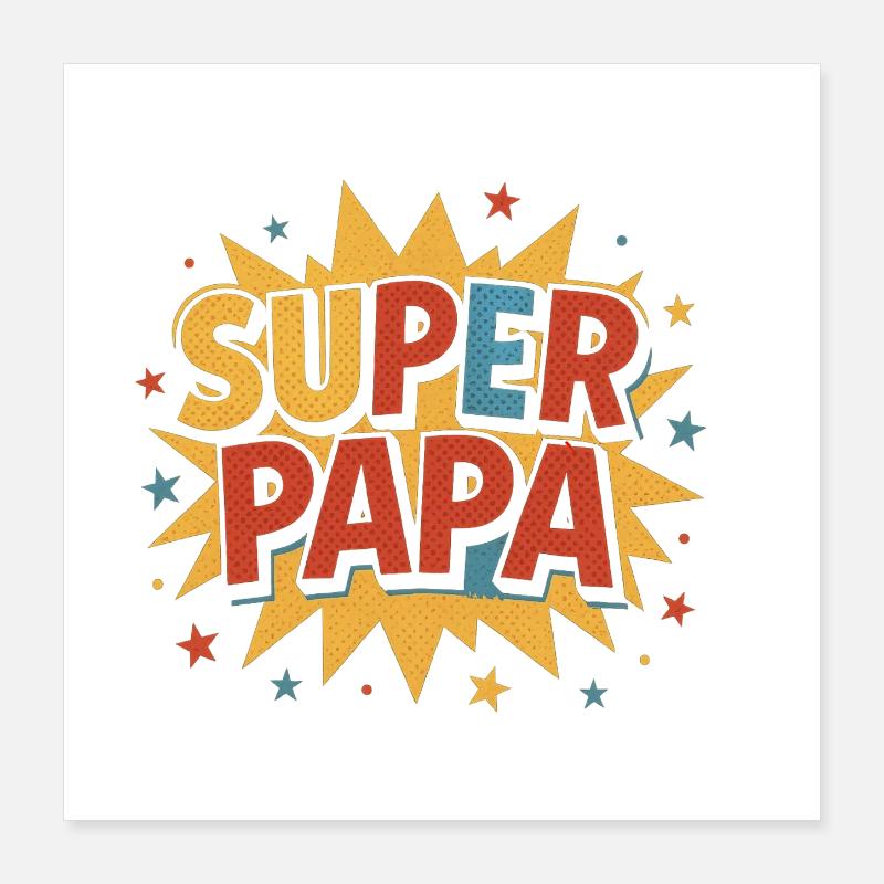 Super Dad Comic Burst Retro Poster 16" x 16" (40x40 cm)