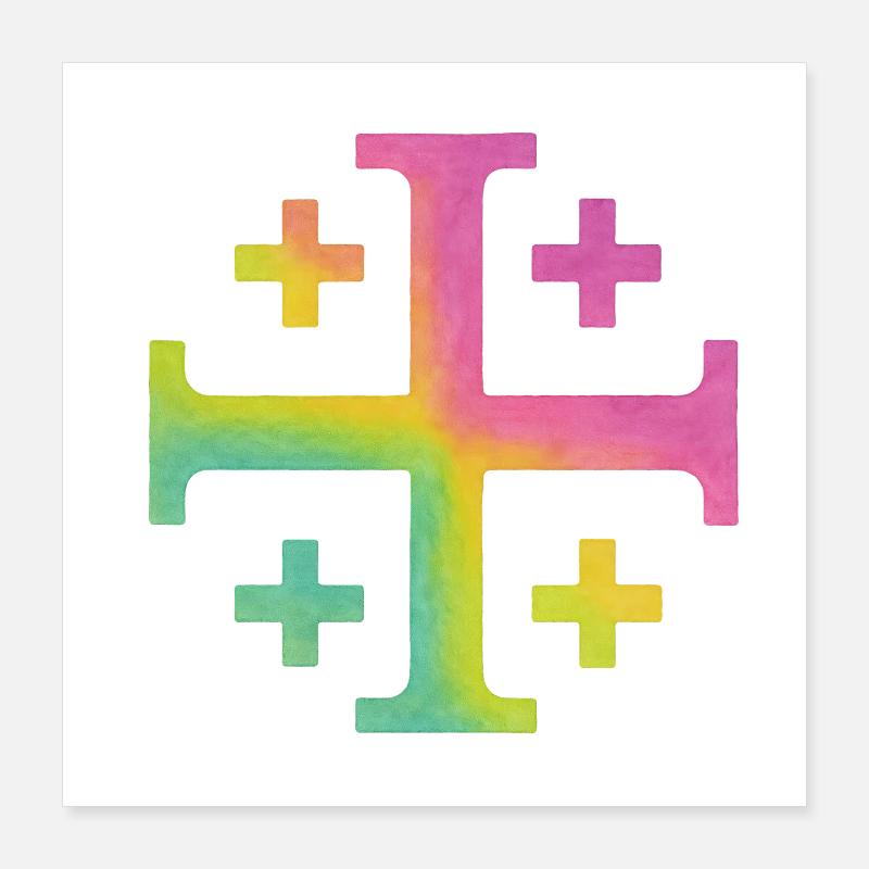 Croix de Kairos (Croix de Jérusalem) – Prairie printanière Poster 40 x 40 cm