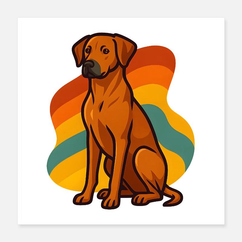 Retro Rhodesian Ridgeback Hund Poster 40x40 cm