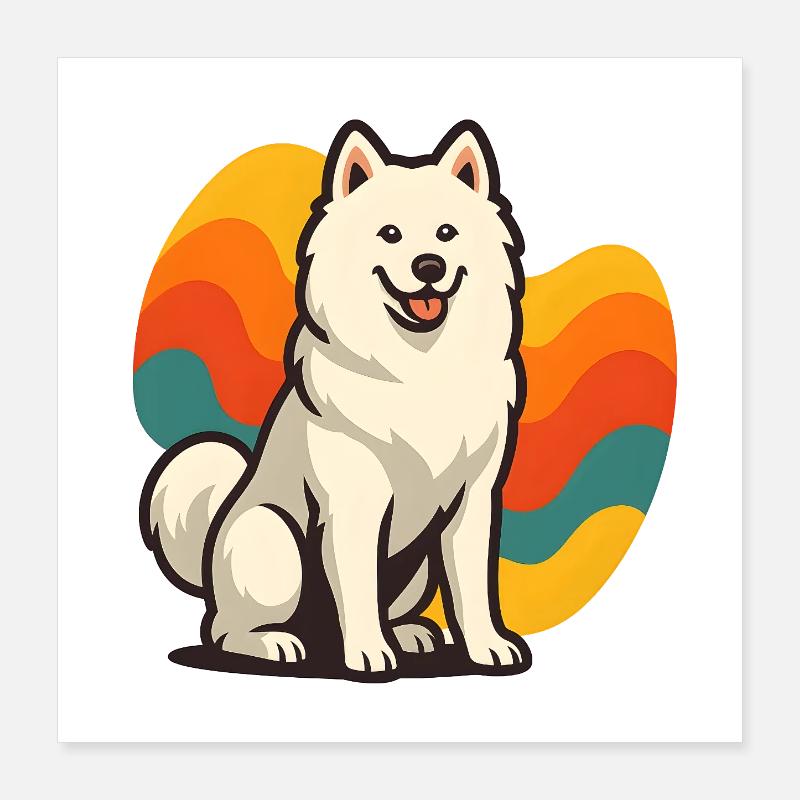 Samoyed Dog Prism Retro Wave Poster 16" x 16" (40x40 cm)
