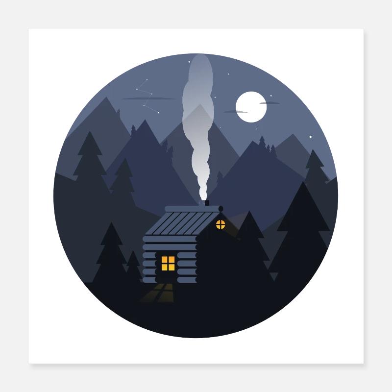 Cabane Nightfall à Pines Poster 40 x 40 cm