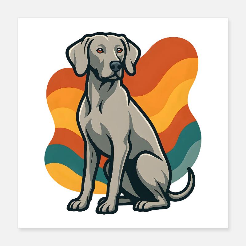 weimaranerWHund in retro wave pattern Poster 16" x 16" (40x40 cm)
