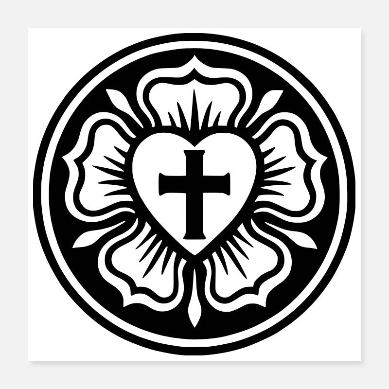 Lutherische Rose Poster 40x40 cm