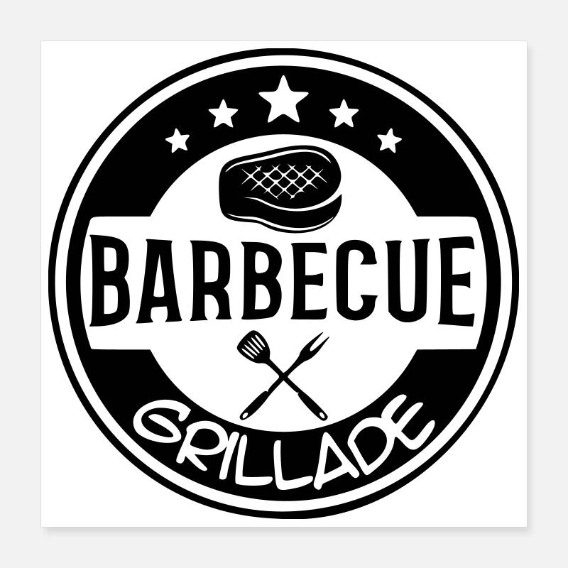 Logo BBQ grillade Poster 40 x 40 cm