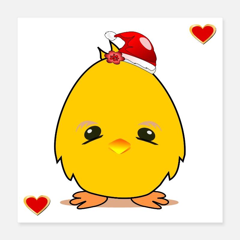 Noël poussin Noël Coeur de Noël Poster 40 x 40 cm