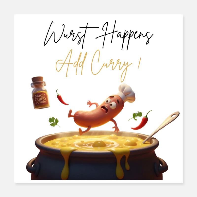Wurst Happens  Add Curry !  Poster 40x40 cm