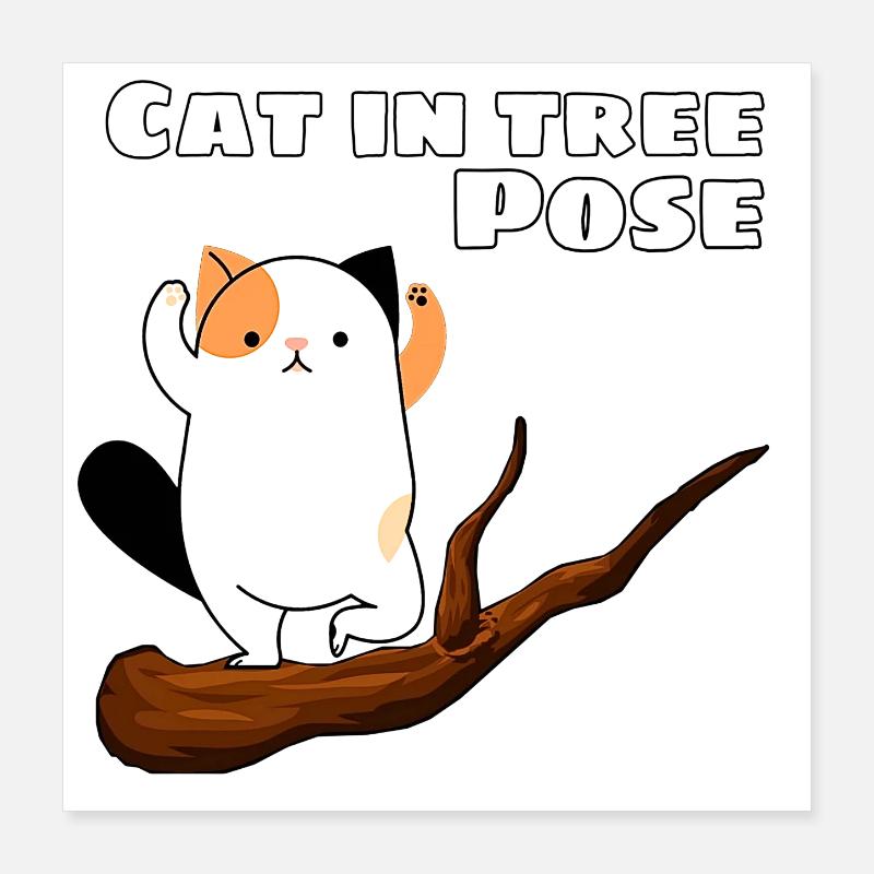 Chat dans la posture de l’arbre Poster 40 x 40 cm