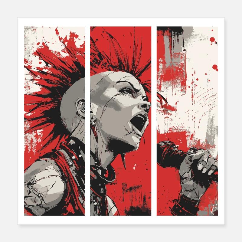 Punk Rebellion – Singer with mohawk Poster 16" x 16" (40x40 cm)