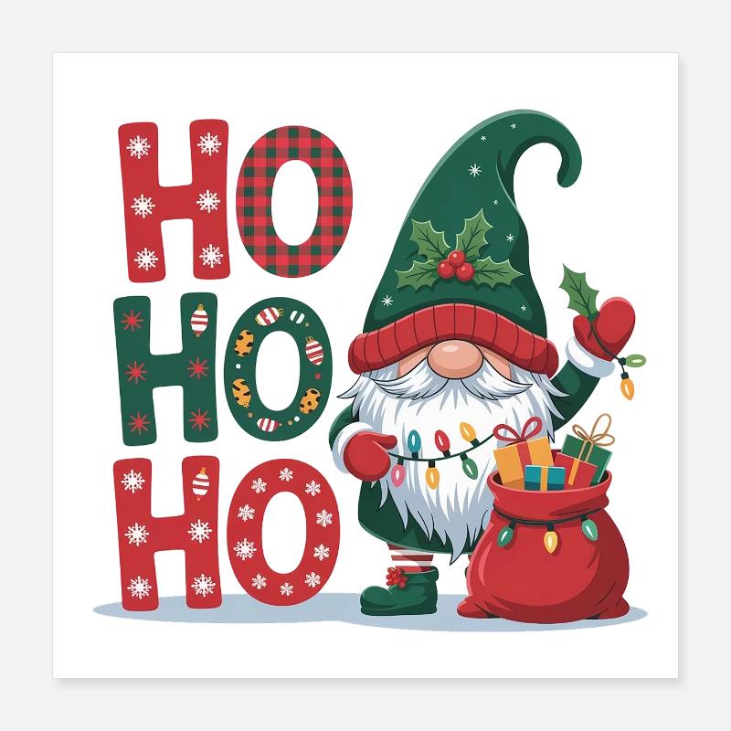 HoHoHo Gnome Christmas Poster 16" x 16" (40x40 cm)