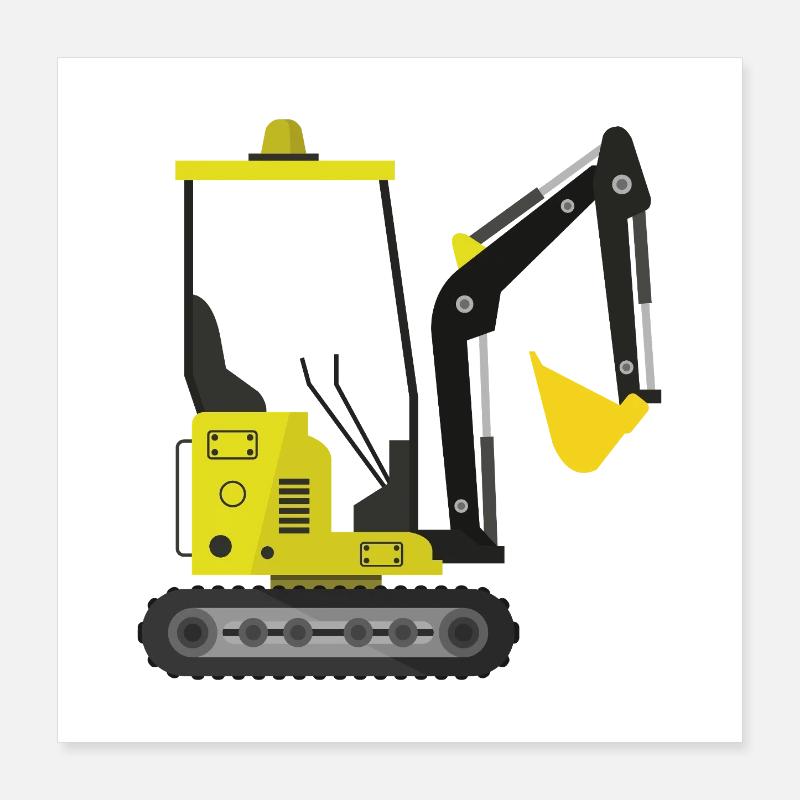 Excavator Poster 16" x 16" (40x40 cm)