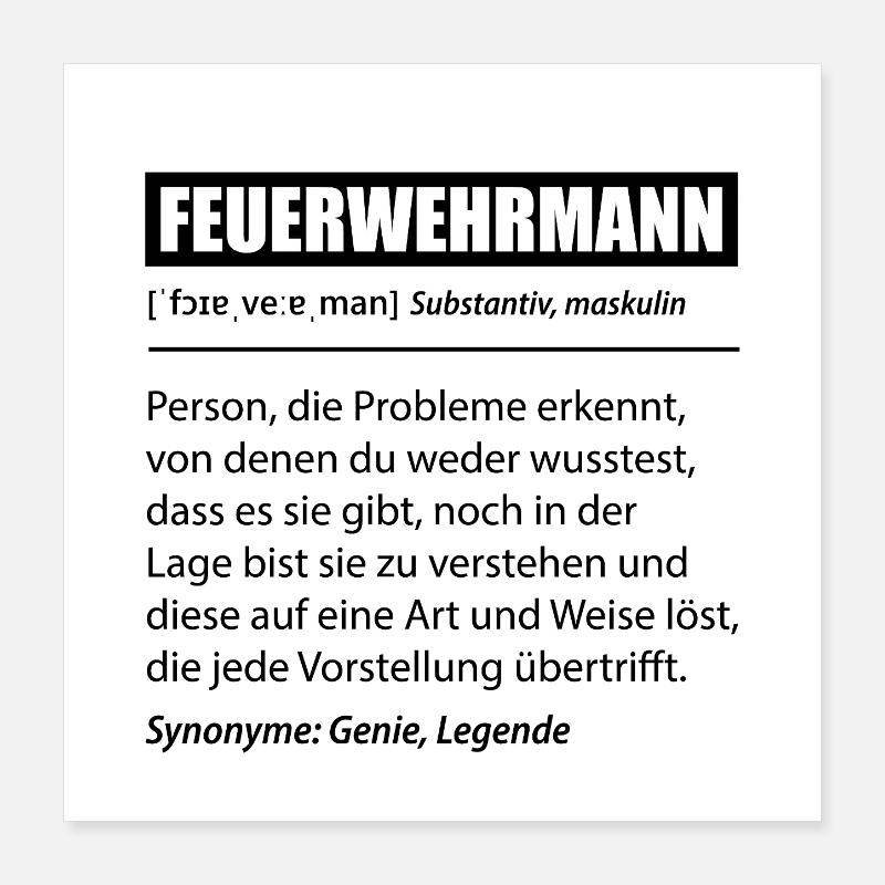 Feuerwehrmann Retter Helden Beruf Spruch Geschenk Poster 40x40 cm