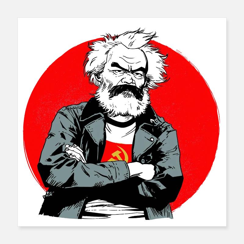 Rebellious head in the red circle Poster 16" x 16" (40x40 cm)
