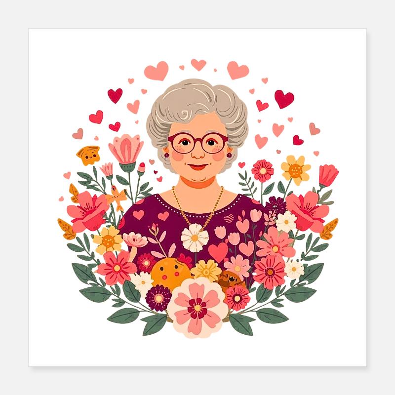 Blumen-Großmutter Poster 40x40 cm