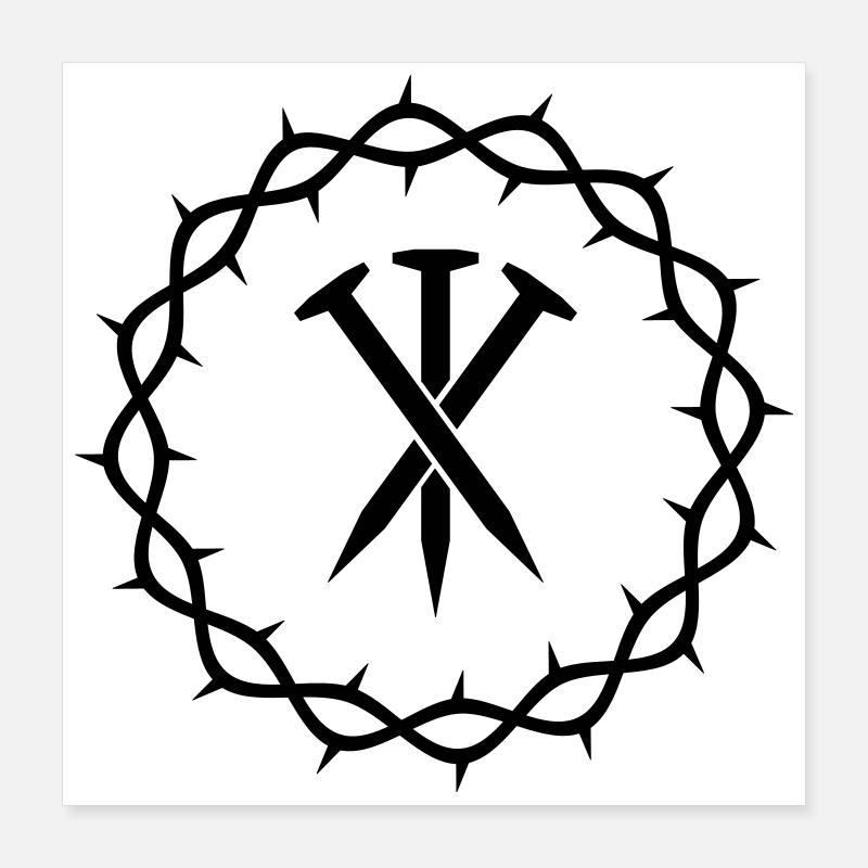 Trois clous + couronne d’épines Poster 40 x 40 cm
