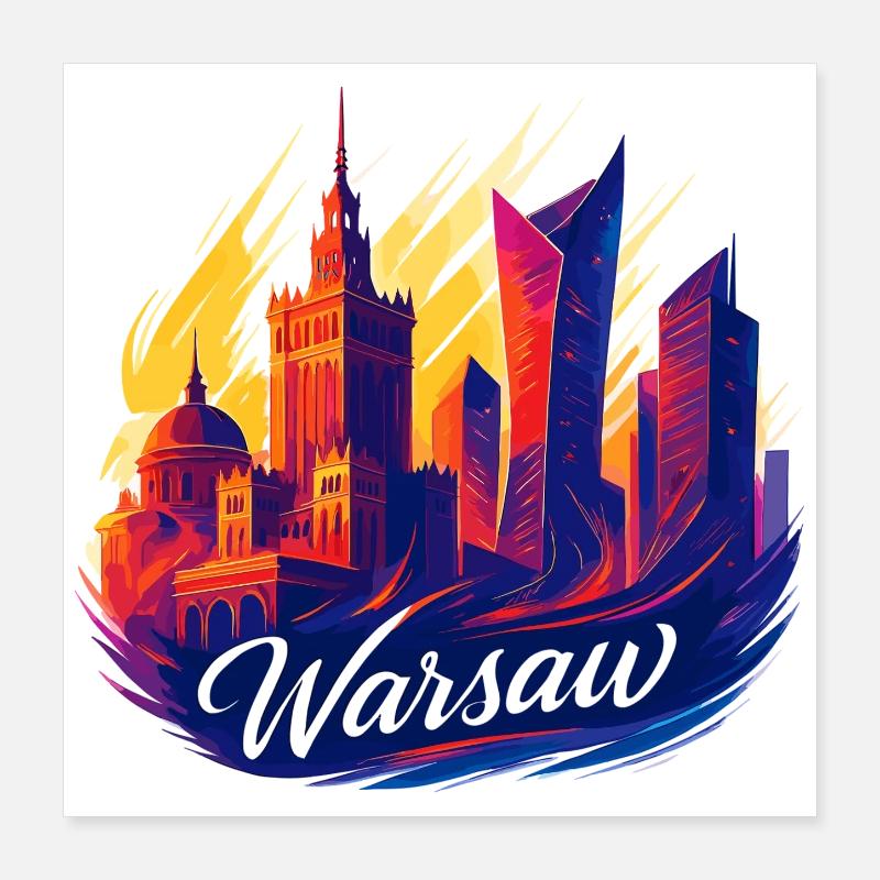 Varsovie, magnifique capitale, Pologne, Polska, Gesche Poster 40 x 40 cm