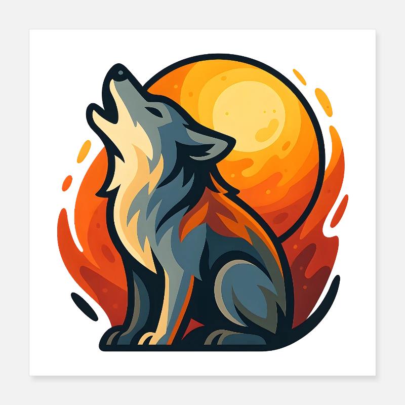 Wolf heult Poster 40x40 cm