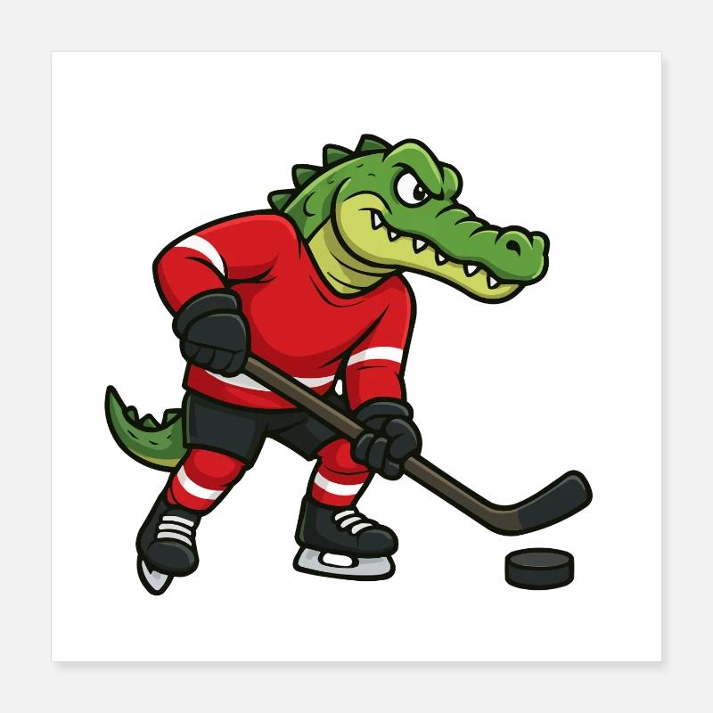 Krokodil Eishockeyheld Poster 16" x 16" (40x40 cm)