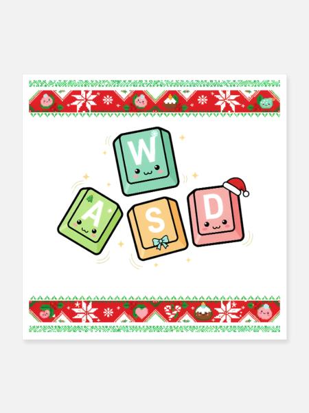WASD - Kawaii - Poster 40 x 40 cm - blanc - Devant