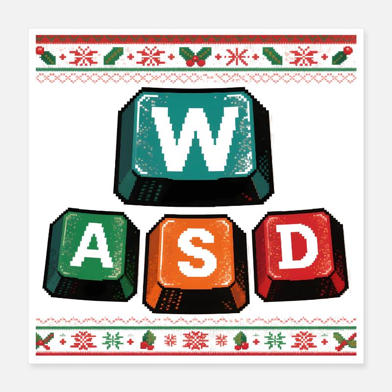 WASD Weihnachten Lustig Gaming Geschenk Kinder Poster 40x40 cm