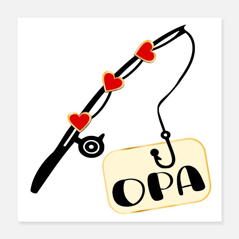 Canne à pêche Pêche Papy Poster 40 x 40 cm