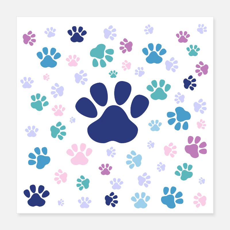 Pattes colorées de chiot Poster 40 x 40 cm