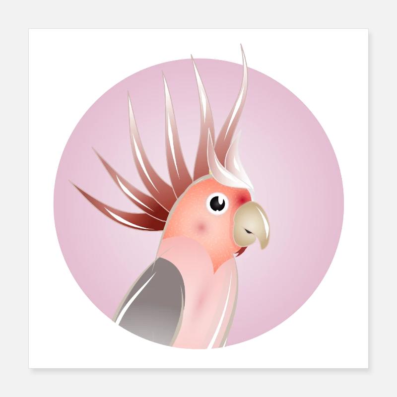 Cacatoès élégant en cercle pastel Poster 40 x 40 cm