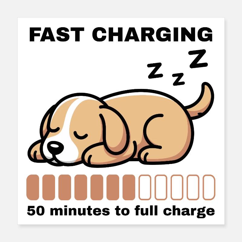 Powernap Dog – Charge rapide Poster 40 x 40 cm