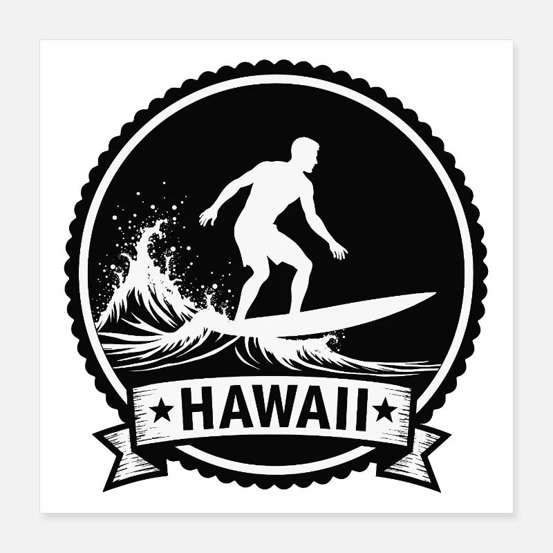 Insigne des vagues de surf d’Hawaï Poster 40 x 40 cm