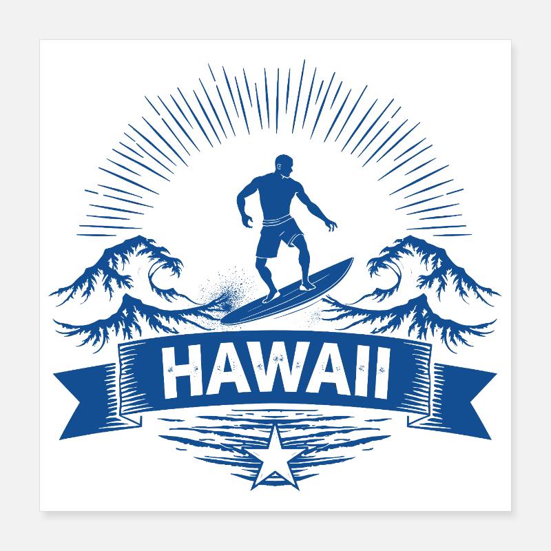 Hawaii Surfer Surfer sur Pacific Wave Poster 40 x 40 cm