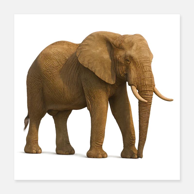 Éléphant dans des tons naturels Poster 40 x 40 cm