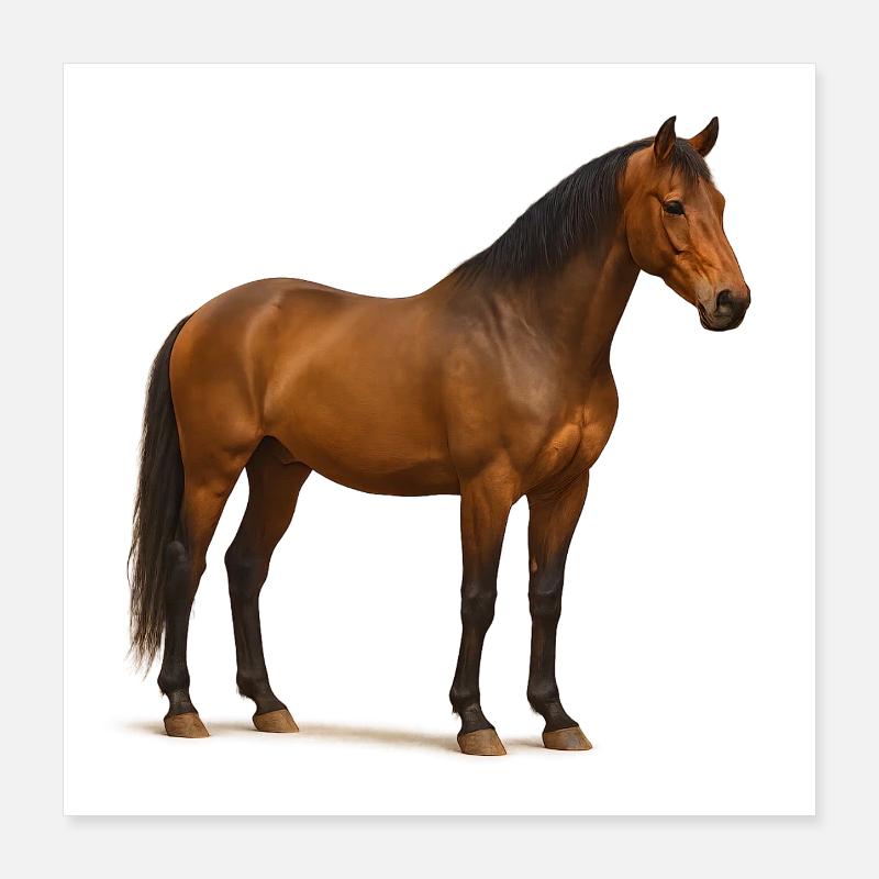 Reddish Brown Stallion in Sun Shimmer Poster 16" x 16" (40x40 cm)