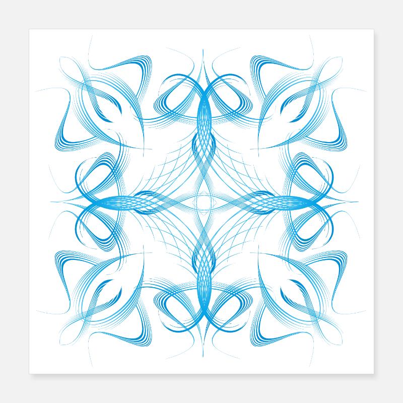 Delicate dynamic blue line pattern Poster 16" x 16" (40x40 cm)