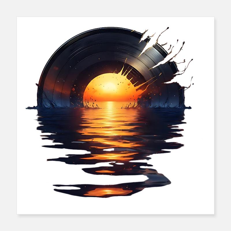 Vinyle Sunset - Le bruit des vagues Poster 40 x 40 cm