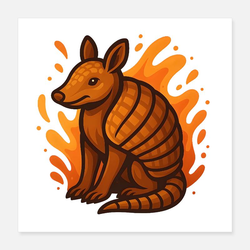 Flaming Armadillo Poster 16" x 16" (40x40 cm)
