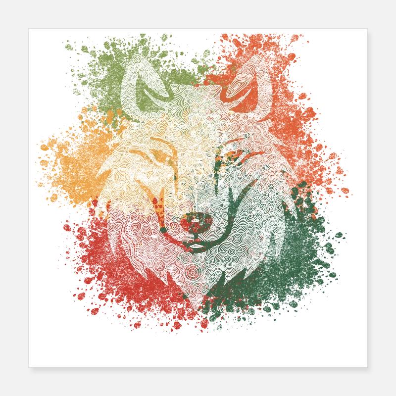 Zentangle Wolf Poster 40x40 cm