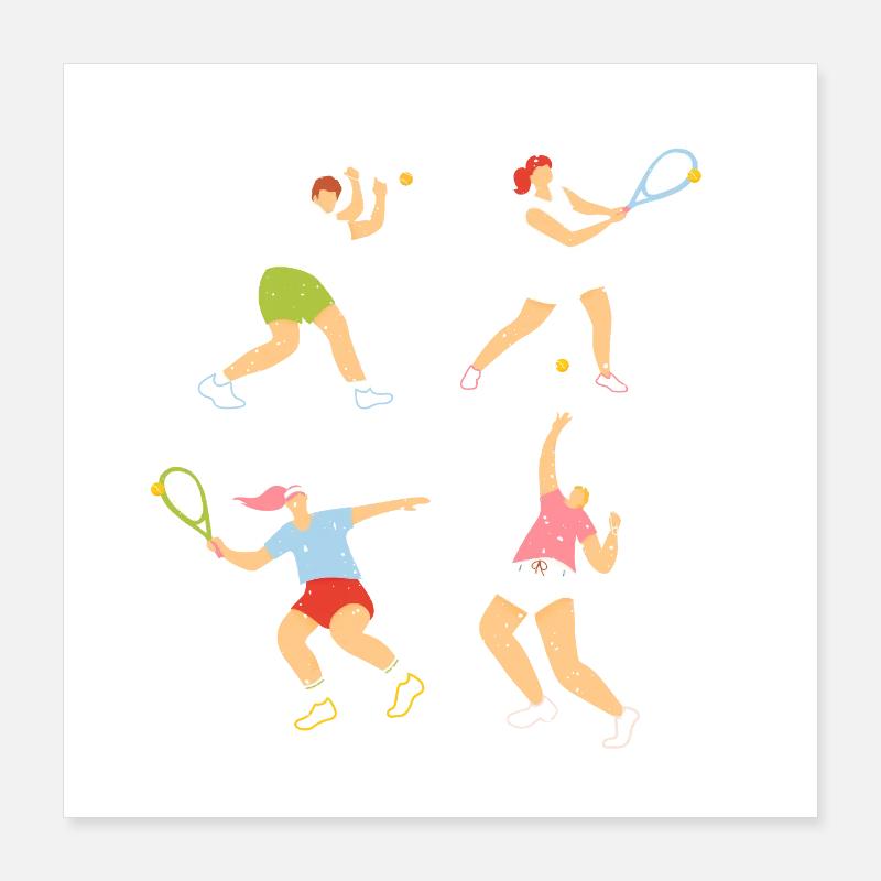 Les joueurs de tennis dans le design graphique moderne Poster 40 x 40 cm