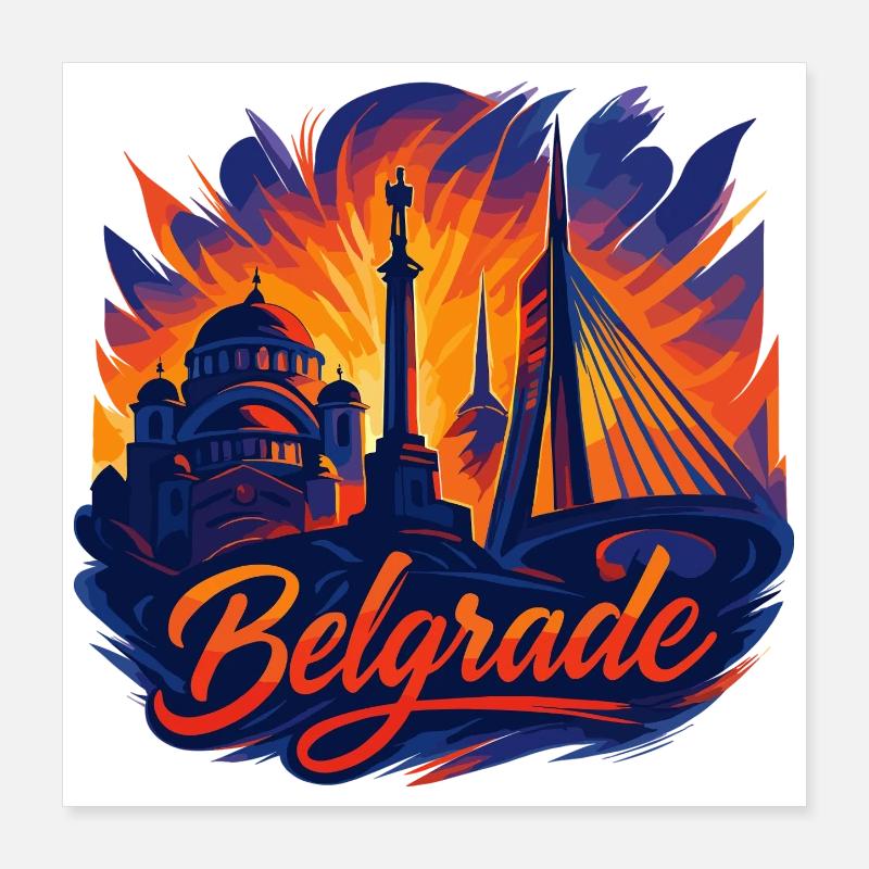Belgrade Capitale Serbie Silhouette Cadeau Poster 40 x 40 cm
