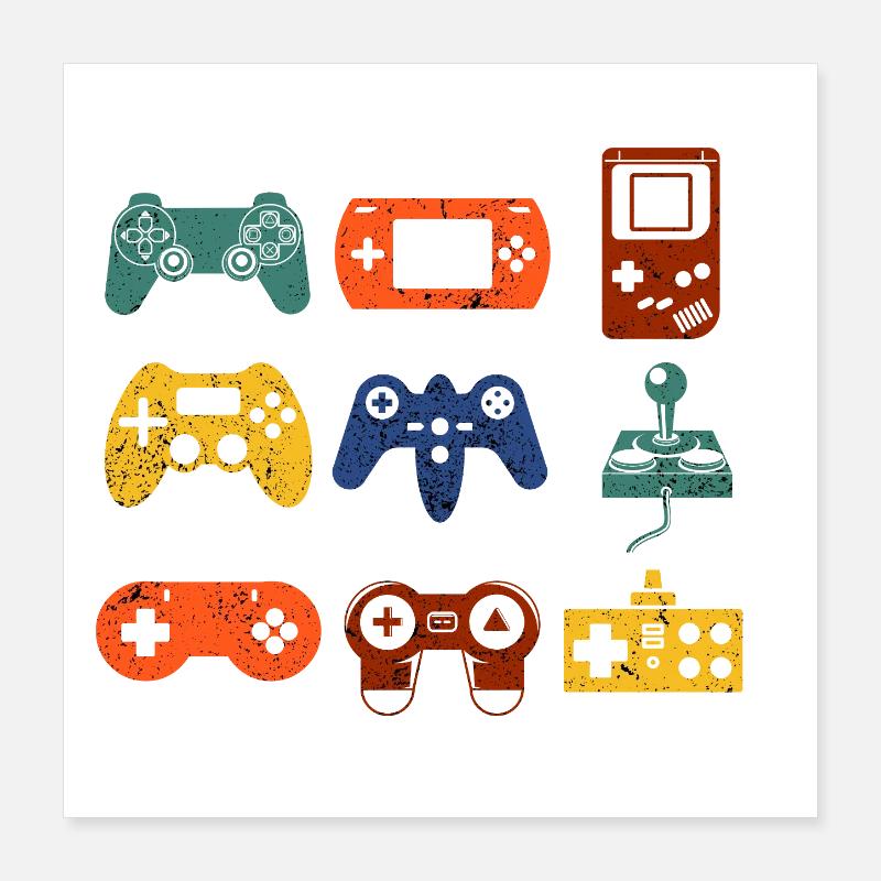 Console de jeux rétro  Poster 40 x 40 cm