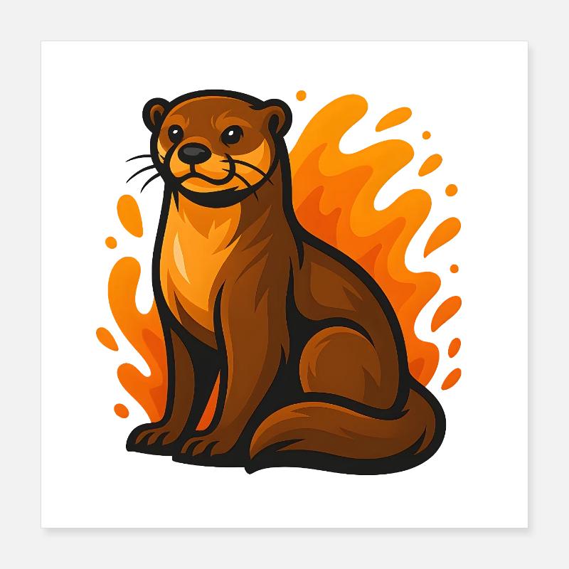 Flammender Otter Poster 40x40 cm