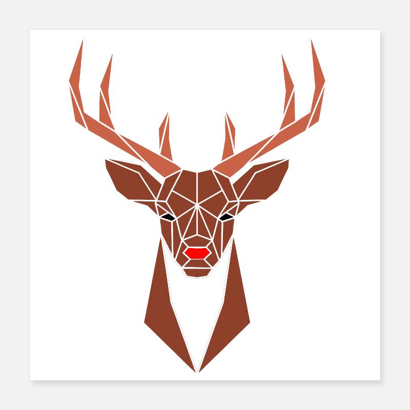 Geometric Deer Head Rudolph Poster 16" x 16" (40x40 cm)