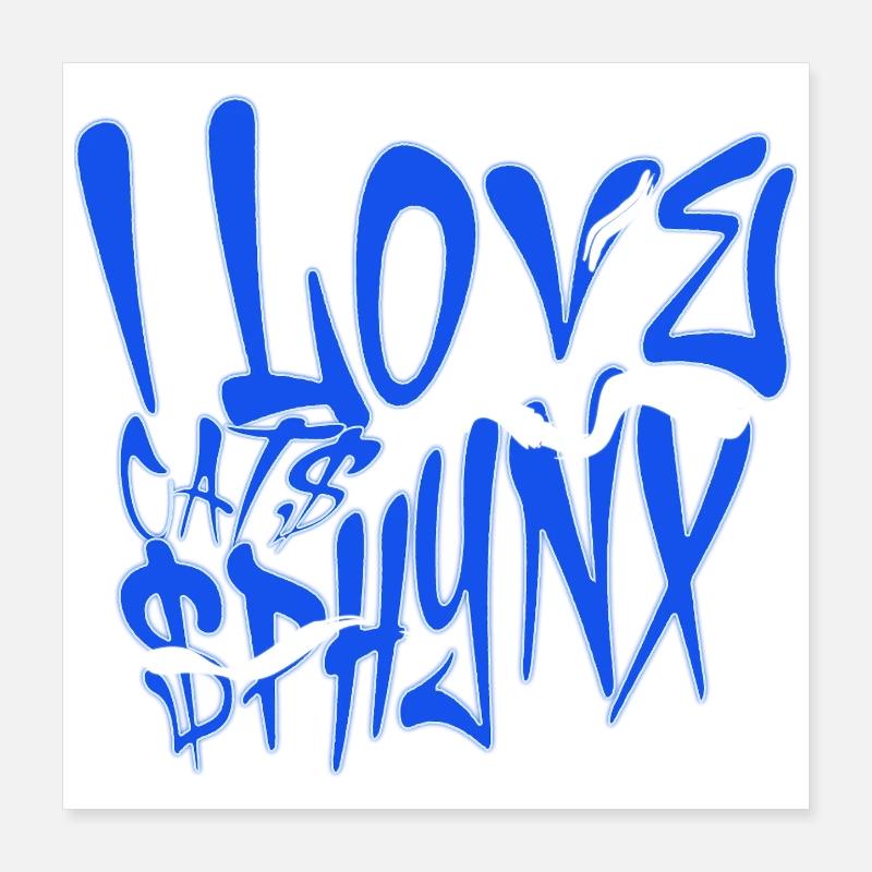 J’adore les graffitis de chats Sphynx Poster 40 x 40 cm