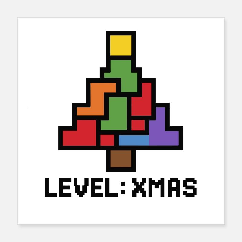 LevelXmas Pixelbaum Poster 40x40 cm