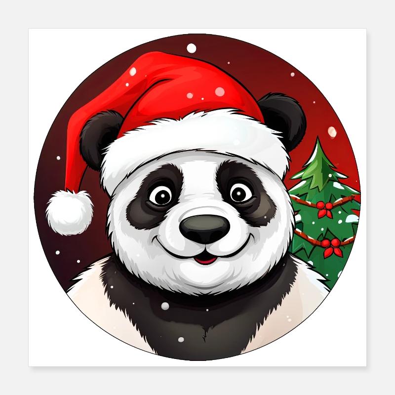 Panda de Noël Poster 40 x 40 cm