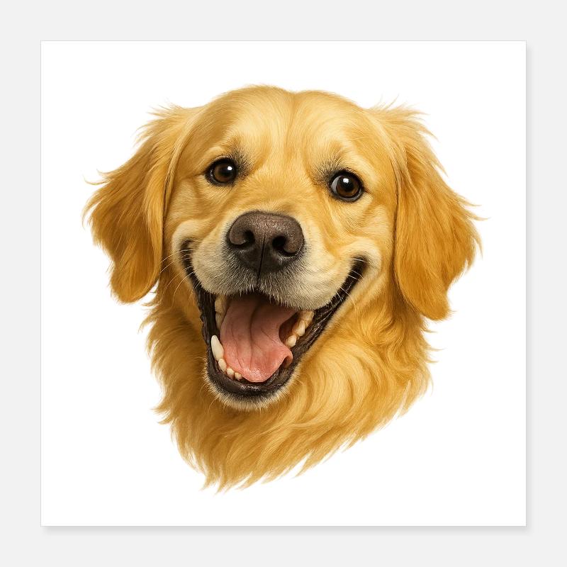 Tête de Golden Retriever joyeuse Poster 40 x 40 cm