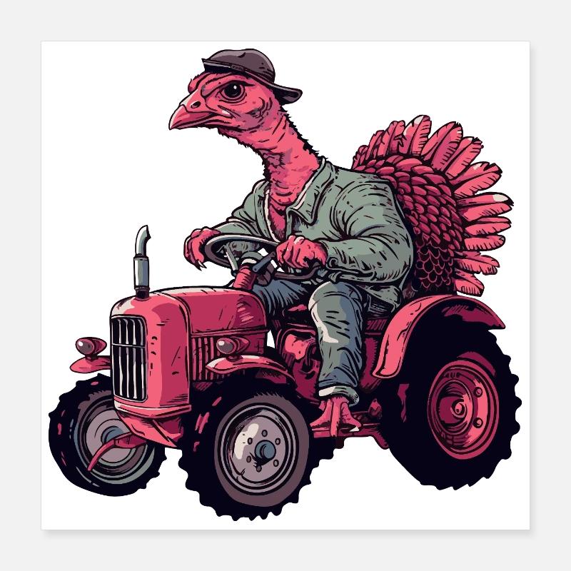 Truthahn Traktor Farmer Poster 40x40 cm