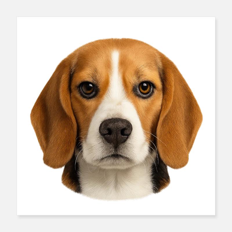 Beagle Portrait Motif Poster 16" x 16" (40x40 cm)